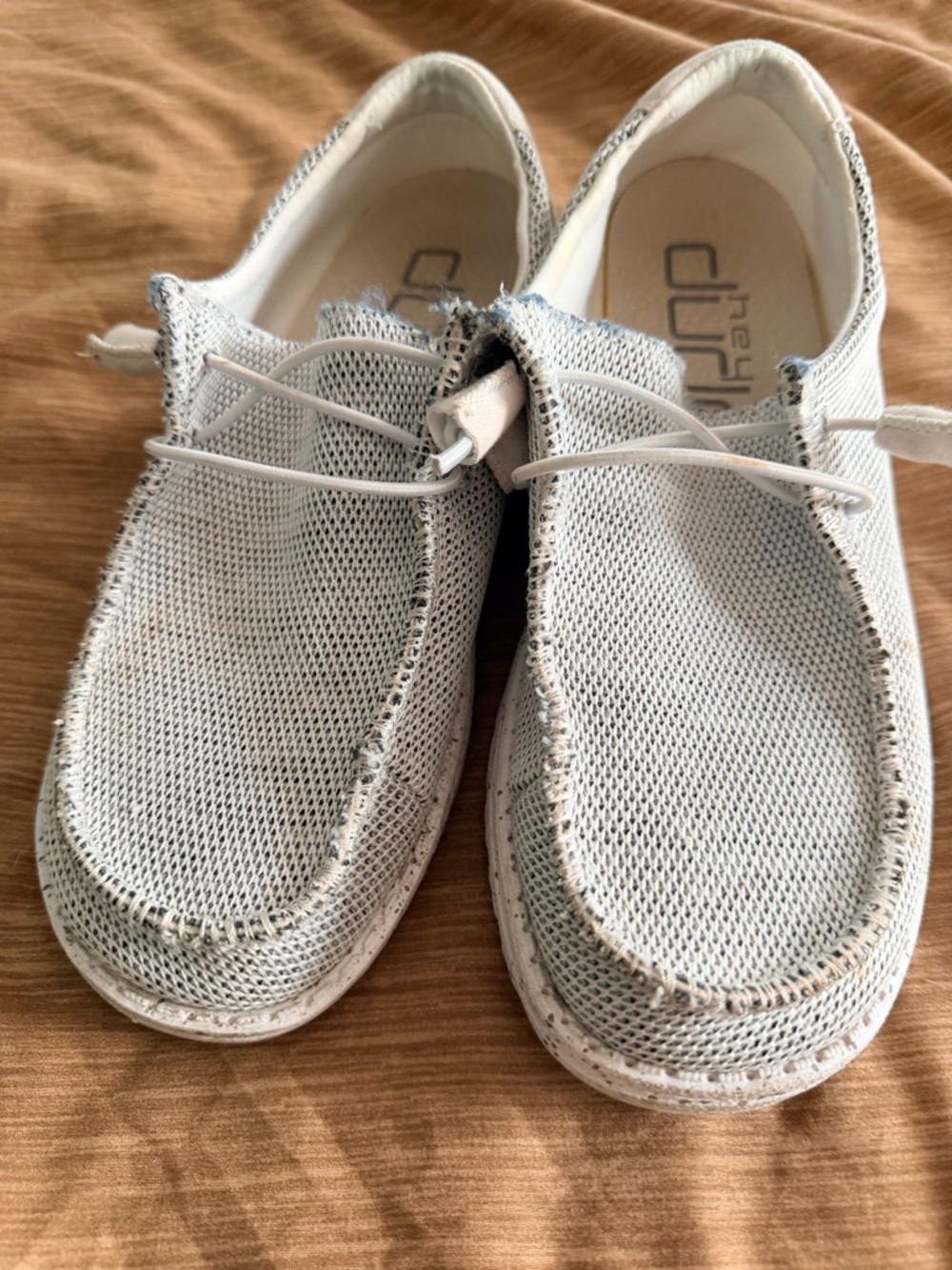 Hey Dude Wendy Sox Lightweight Knit Slip-On Shoes in white/light gray